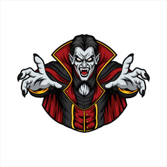 Scary Vampire Mascot Illustration with Fangs