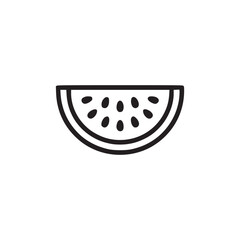 Vector art of watermelon slice icon simple line drawing of a watermelon wedge with seeds, perfect for summer, fruit, or healthy eating themed designs