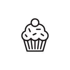Illustration of a cupcake simple and clean line art style for bakery, dessert, or sweet treat related designs minimalist vector icon for various creative projects