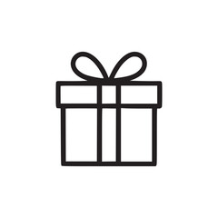 Illustration of a gift box with a ribbon, perfect for conveying themes of celebration, giving, and special occasions in a minimalist and modern style, suitable for various design projects