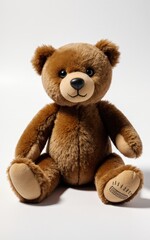 Obraz premium Adorable brown teddy bear sitting on white.
