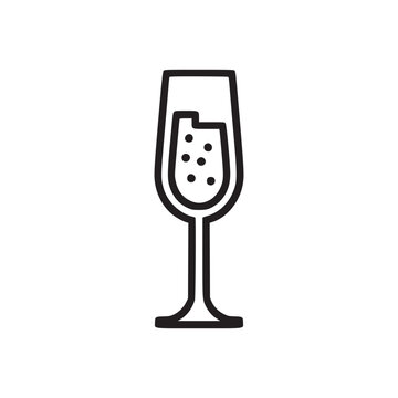 Illustration of a champagne glass perfect for celebrating special occasions, designing elegant menus, or adding a touch of sophistication to any project ideal for use in web design, print media, and s