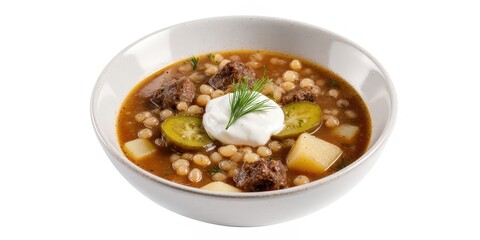 Hearty beef barley soup with potatoes