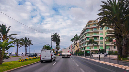 French Riviera. Promenade des Anglais in Nice, Provence-Alpes-Cote d'Azur, France 27 February 2025. 