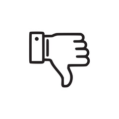 Vector art of a simple line art illustration of a thumbs down icon, depicting disapproval, dislike, or disagreement in a minimalist and clean design suitable for various applications