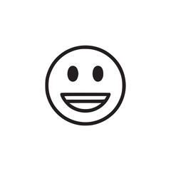 Vector art of simple smiling face icon the face is drawn with a minimalist style, featuring a round head, two eyes, and a curved mouth ideal for expressing happiness, positivity, and friendly emotions