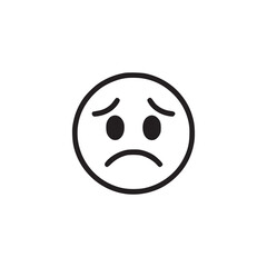 Vector art of a simple line art illustration of a sad face, the design is minimalist and modern, suitable for use as an icon or graphic element