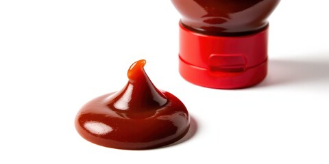 Close-up of a glossy red sauce drop