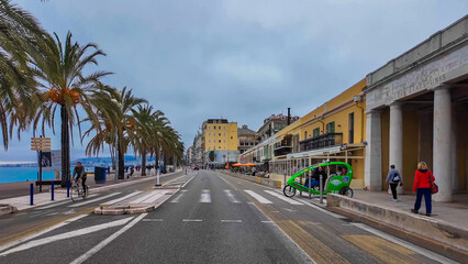 French Riviera. Promenade des Anglais in Nice, Provence-Alpes-Cote d'Azur, France 27 February 2025. 