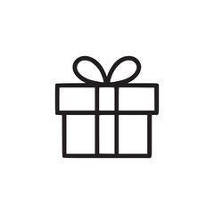 Vector art of gift box icon a simple black line drawing of a present with a bow, perfect for minimalist designs, holiday themes, or ecommerce promotions clean, modern, and versatile