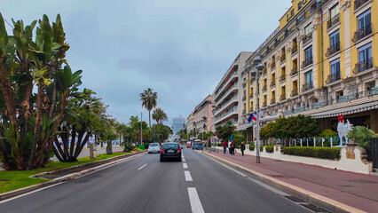 French Riviera. Promenade des Anglais in Nice, Provence-Alpes-Cote d'Azur, France 27 February 2025. 