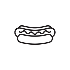 Vector art of hot dog icon simple line drawing of a hotdog with mustard perfect for menus, food blogs, or fast food restaurant designs clean, minimalist illustration style