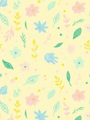 Obraz premium Pastel floral seamless pattern, perfect for spring designs.
