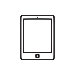 Vector art of a minimalist line art illustration of a tablet device with a blank screen, the tablet is depicted with simple, clean lines, creating a modern and graphic representation of technology