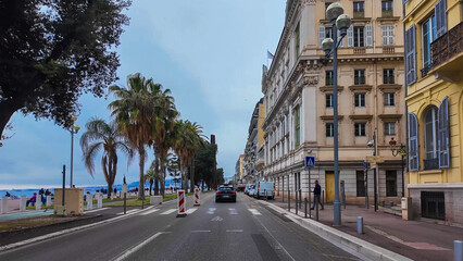 French Riviera. Promenade des Anglais in Nice, Provence-Alpes-Cote d'Azur, France 27 February 2025. 