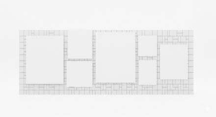 Detailed Architectural Floor Plan Blueprint with White Brick Pattern, Top View on Isolated transparent background