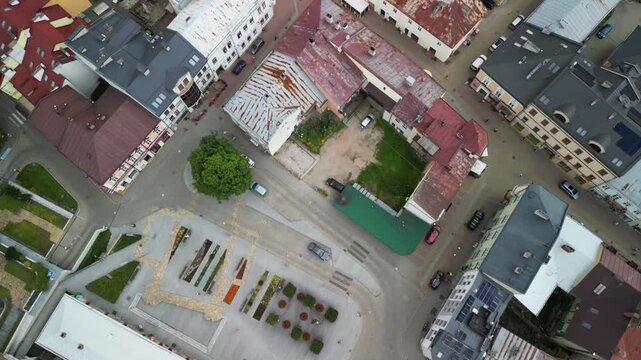 Sanok - Polska - miasto w Bieszczadach uroczo położone. Nagrane dronem