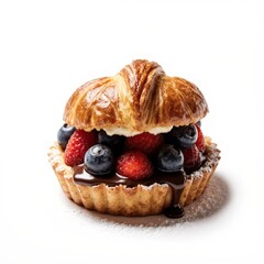 Delicious pastry with berries and chocolate