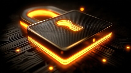 A modern padlock glowing on a circuit board background symbolizes digital security and protection, Ideal for articles on cybersecurity, technology, or online safety topics,