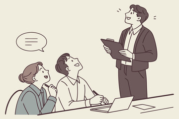 business people working, with office supplies around	