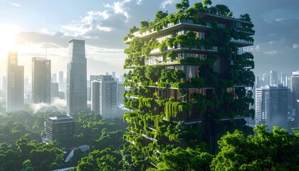 Obraz premium Vertical Garden Skyscraper Futuristic Eco Concept