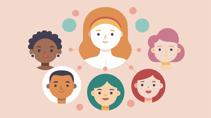 Diverse Skin Types Illustrations of diverse faces representing different skin types and tones each having an exosome treatment experience promoting inclusivity in skincare.