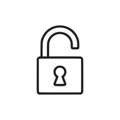 Vector art of open padlock this simple line art illustration represents security, freedom, and access, making it suitable for various design and informational purposes