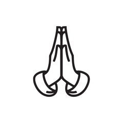 Illustration of praying hands icon the simple design features a clean, minimalist aesthetic, ideal for use in user interfaces, web design, and print materials, conveying the concept of hope