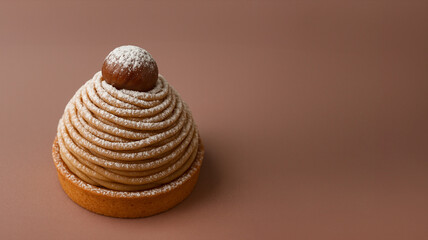 モンブランタルト 栗のスイーツ 洋菓子デザート/Mont Blanc Chestnut Tart Dessert – French Pastry Generative AI
