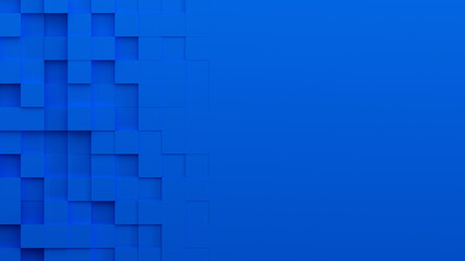青い立方体が並ぶ抽象的な3D背景 コピースペースあり