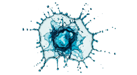 Water explodes outward with dynamic ripples and splashes against a , displaying blue tones and intricate details.