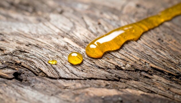 Golden syrup drips on wood