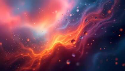 Vibrant Abstract Cosmic Nebula with Glowing Particles