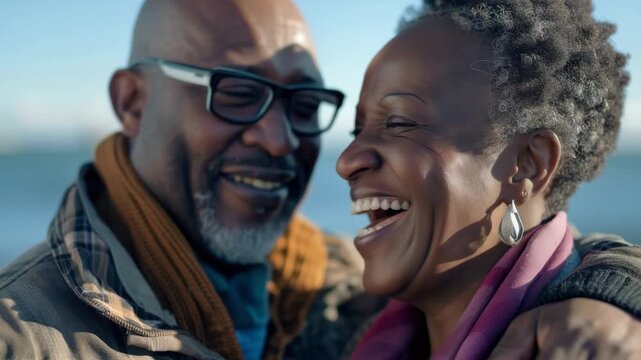 Man and woman share a joyful moment on a beach - Powered by Adobe