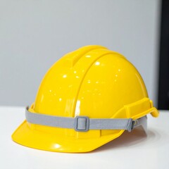 Yellow Safety Helmet for Construction Worker on Table for Premium Tool Object and Industrial Safety Concept