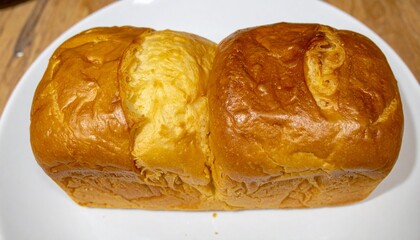 French Brioche Bread with Golden Crust and Soft Buttery Texture Served on White Plate for Premium Bakery Object and Gourmet Food Concept