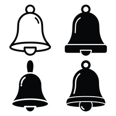 christmas bell vector icon set, black color  and white background
