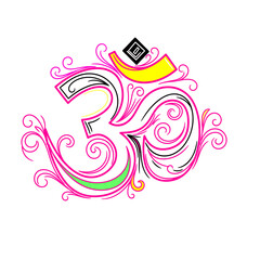 Om symbol vector hinduism spiritual meditation yoga mantra hindu india divine religion sacred traditional art