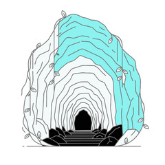 Explore the cave entrance vector illustration adventure travel nature landscape drawing design artwork scene