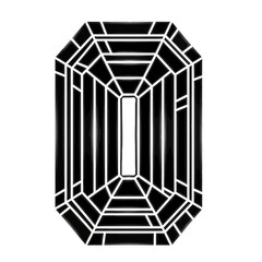 Vector illustration of a black emerald cut diamond gemstone jewelry design for graphic design and crafts
