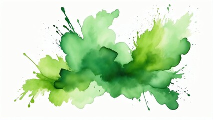Water smudge of apple green artistically presented on white background 