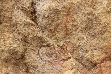 Callacpuma Archaeological Zone, pre-historic rupestrian paintings near Cajamarca, northern Peru