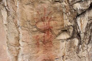 Callacpuma Archaeological Zone, pre-historic rupestrian paintings near Cajamarca, northern Peru