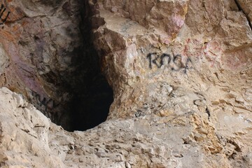 Callacpuma Archaeological Zone, pre-historic rupestrian paintings near Cajamarca, northern Peru