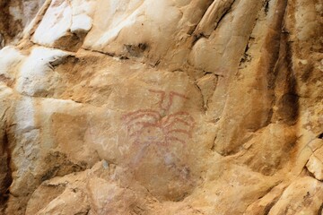 Callacpuma Archaeological Zone, pre-historic rupestrian paintings near Cajamarca, northern Peru