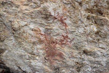 Callacpuma Archaeological Zone, pre-historic rupestrian paintings near Cajamarca, northern Peru