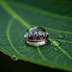 water drop on green leaf