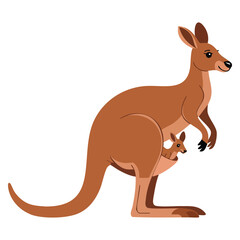 Isolated kangaroo vector portrait of wild Australian animal. Great for nature, wildlife, Australia, marsupial, and educational themed visuals.