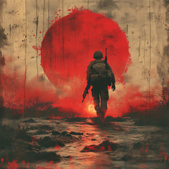 World War 2 soldier graphic grunge effect