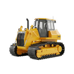 Yellow bulldozer isolated on transparent background